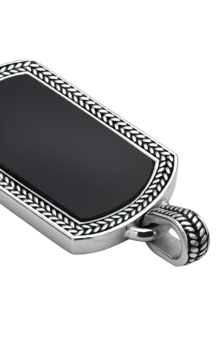 Jan Leslie Sterling Silver & Gemstone Dog Tag Pendant Necklace, Alternate, color, Black