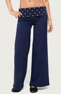 EDIKTED Reeva Polka Dot Foldover Wide Leg Pants