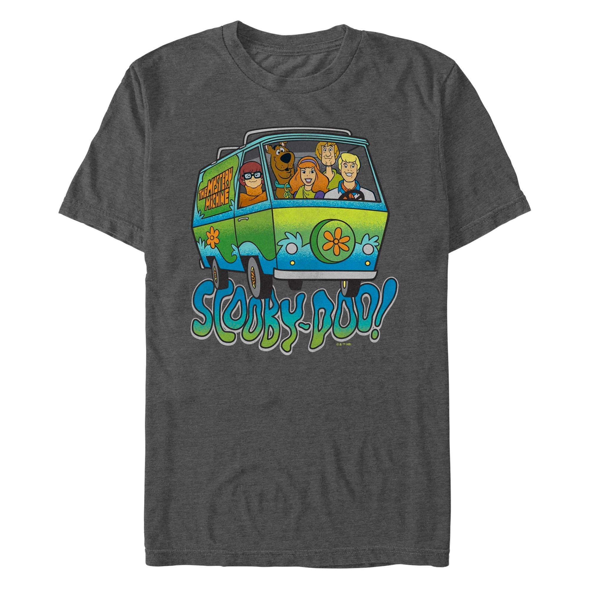 Men's Scooby Doo Colorful Van Shot  Graphic T-Shirt in Charcoal Heather 