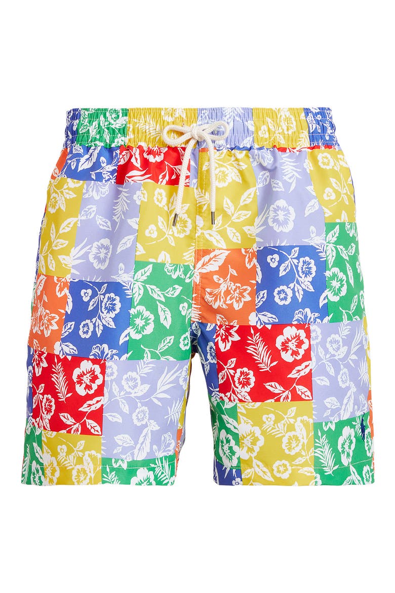 Traveler Floral Swim Trunks, Alternate, color, VILLA BATIK PATCHWORK