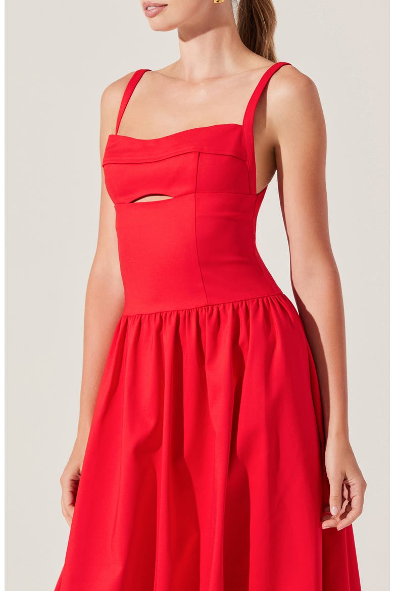 Jevi Sleeveless Bubble Midi Dress, Alternate, color, RED