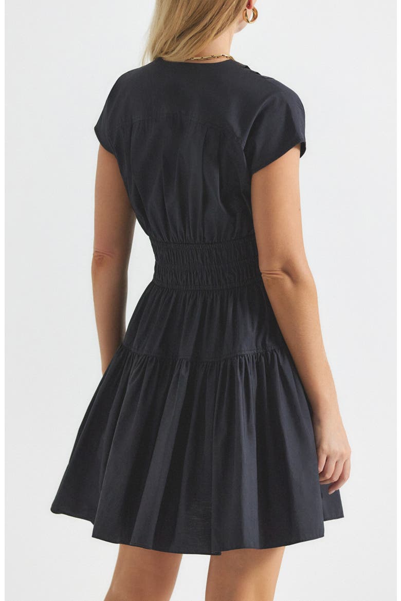 Tora Shirred Waist Cotton Dress, Alternate, color, BLACK