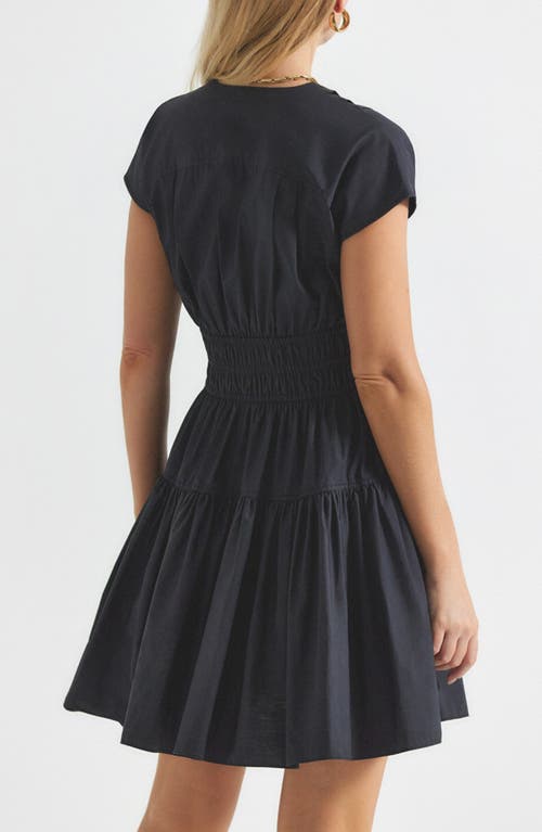 Derek Lam 10 Crosby Tora Shirred Waist Cotton Dress In Black