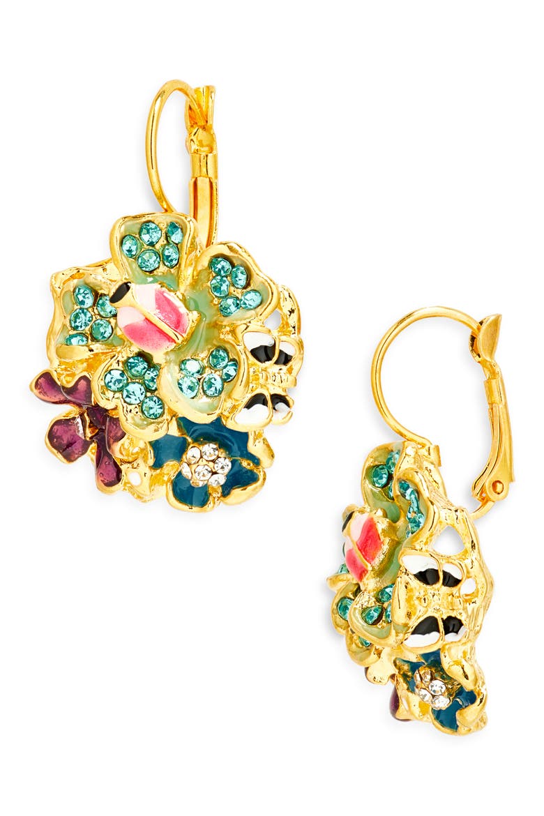Flower Cluster Lever-Back Earrings, Main, color, POLISHED GOLD