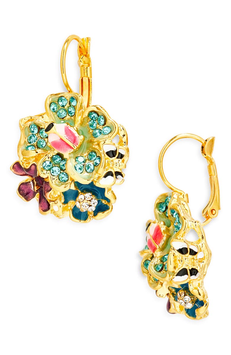 Kenneth Jay Lane Flower Cluster Lever-Back Earrings, Main, color, Polished Gold