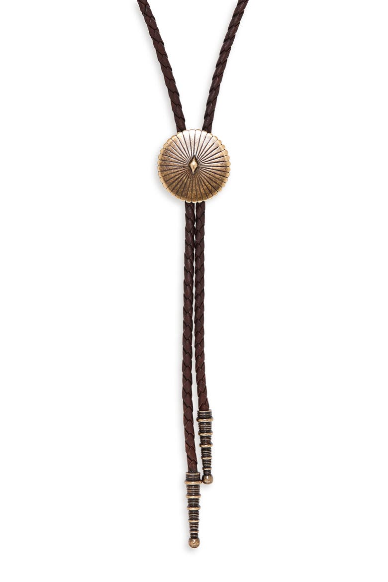 Concho Bolo Necklace, Main, color, NUT/ BRUSHED GOLD
