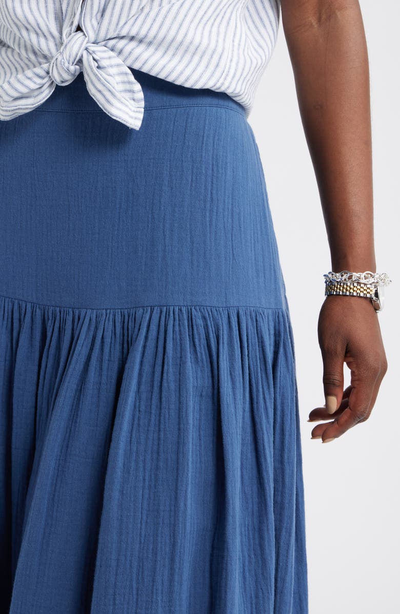 Caslon<sup>®</sup> Cotton Gauze Midi Skirt, Alternate, color, Navy Denim