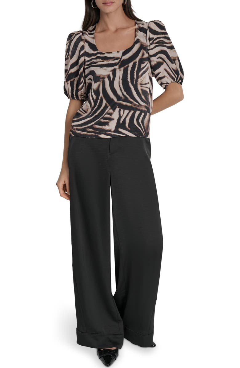 DKNY Zebra Print Cold Shoulder Top, Alternate, color, Blurred Zebra