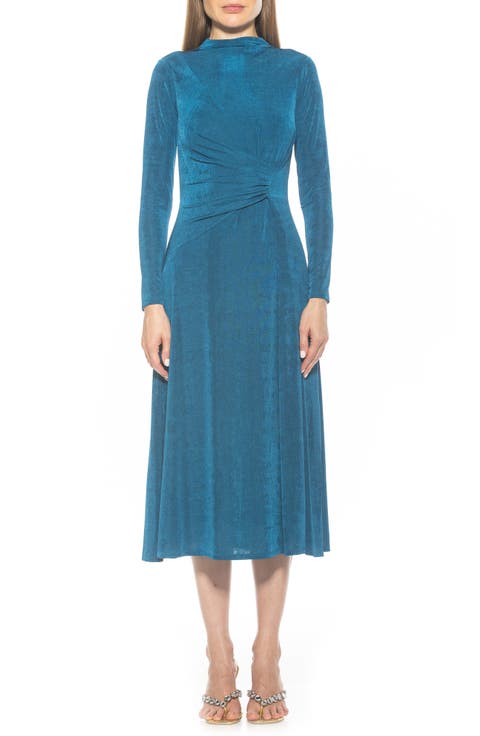 Marla Long Sleeve Draped Midi Dress