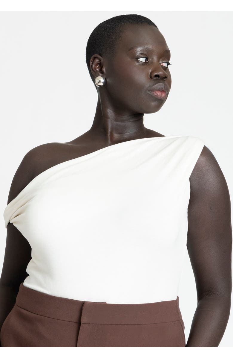 ELOQUII Asym Twist Sleeve Top, Main, color, Sunlight