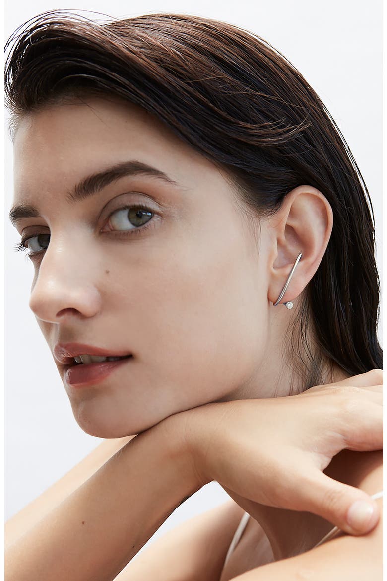 Crescendo Flare Diamond Earring, Alternate, color, WHITE GOLD-LEFT