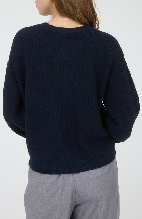 Blu Pepper Crewneck Button Down Cardigan In Blue