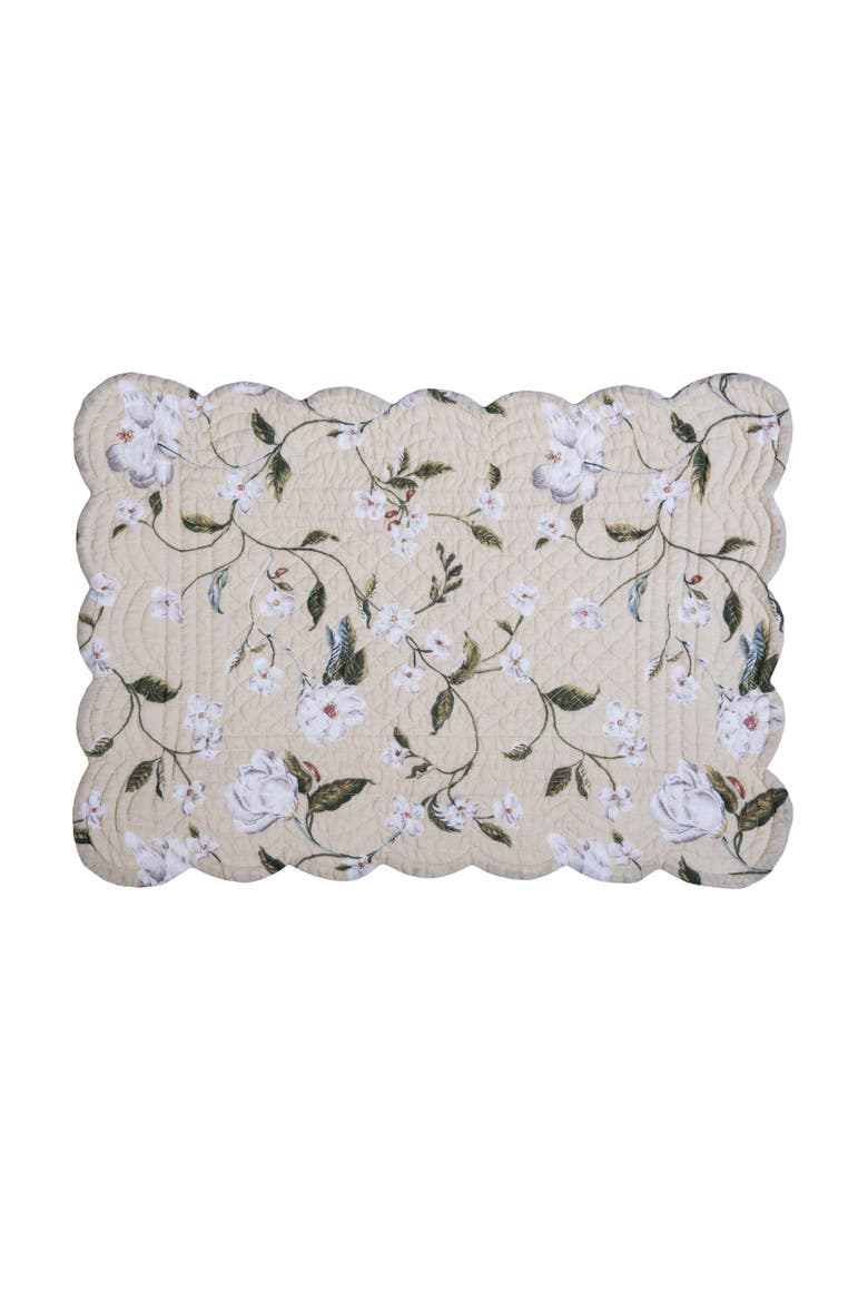 Flower Garden Butterflies 100% Cotton Set of 6 Placemats 13" x 19", Alternate, color, Beige