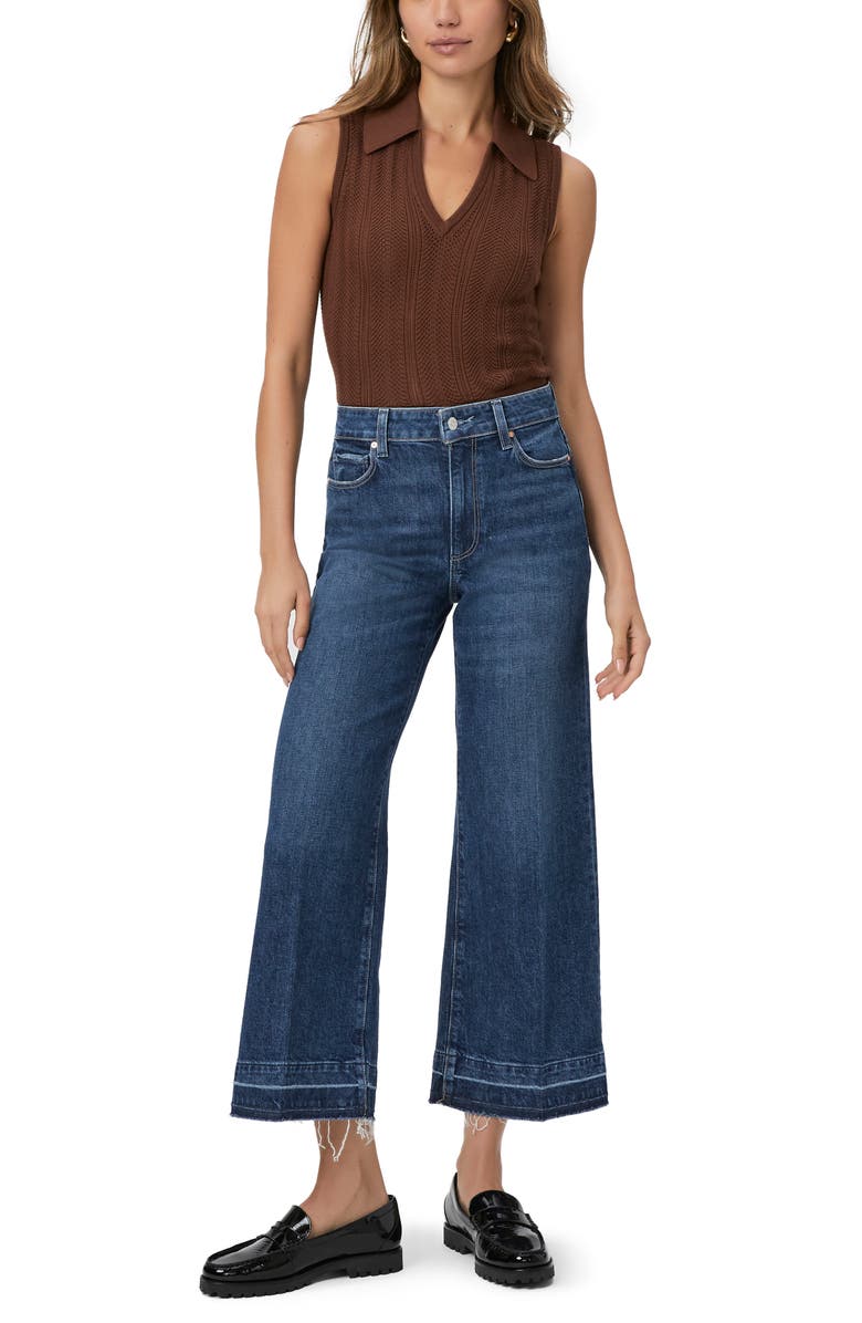 PAIGE Anessa High Waist Release Hem Wide Leg Jeans, Alternate, color,