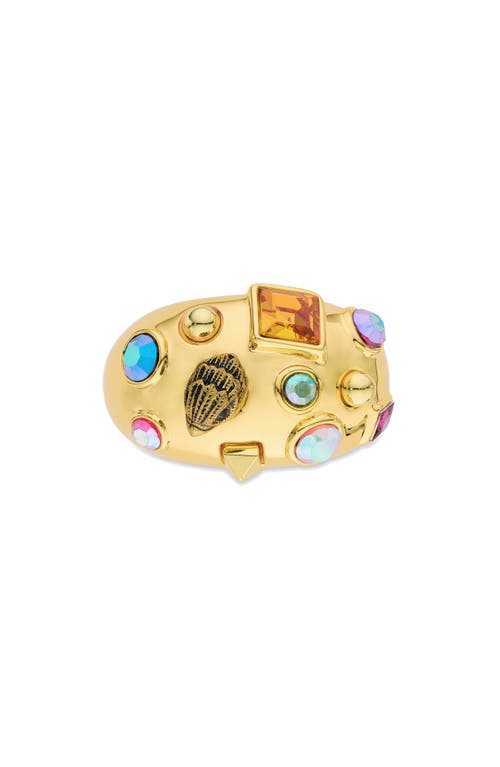 Kurt Geiger Multicolor Mixed Cut Stained Glass Statement Ring In Gold Multi