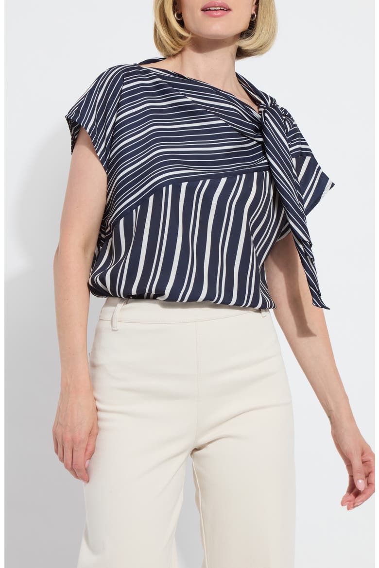 Tamar Stripe Tie Neck Top, Alternate, color, NAUTICAL COLLAGE