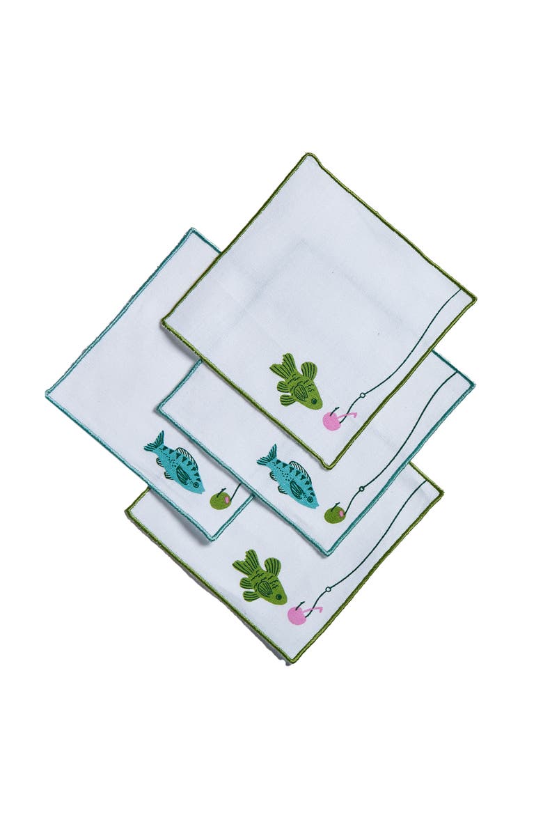 Make A Splash Cocktail Napkin S/4 White Multi Cotton Summer, Main, color, White