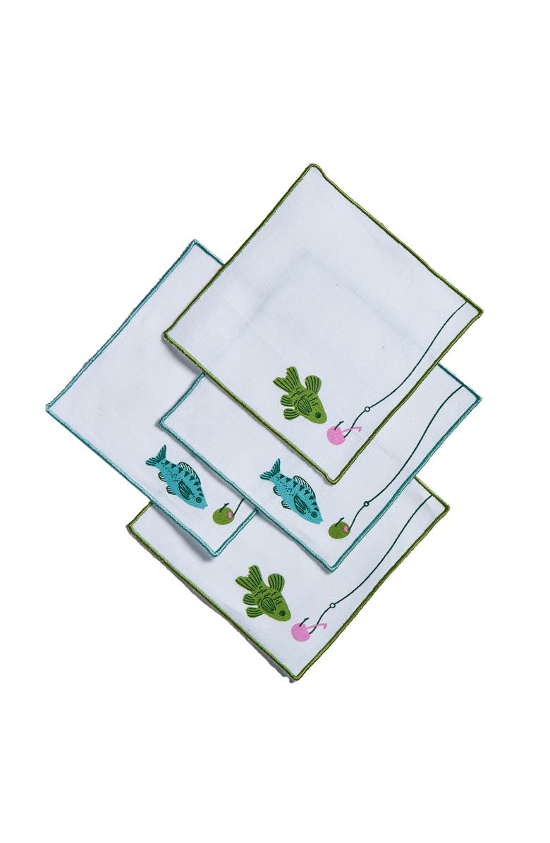 tag Make A Splash Cocktail Napkin S/4 White Multi Cotton Summer, Main, color, White