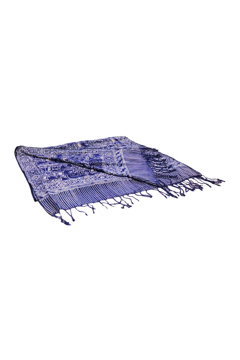 Handmade Batik Scarf, Alternate, color, Wings Blue