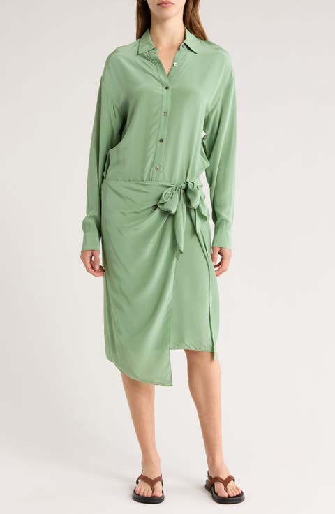 Sarong Skirt Long Sleeve Shirtdress