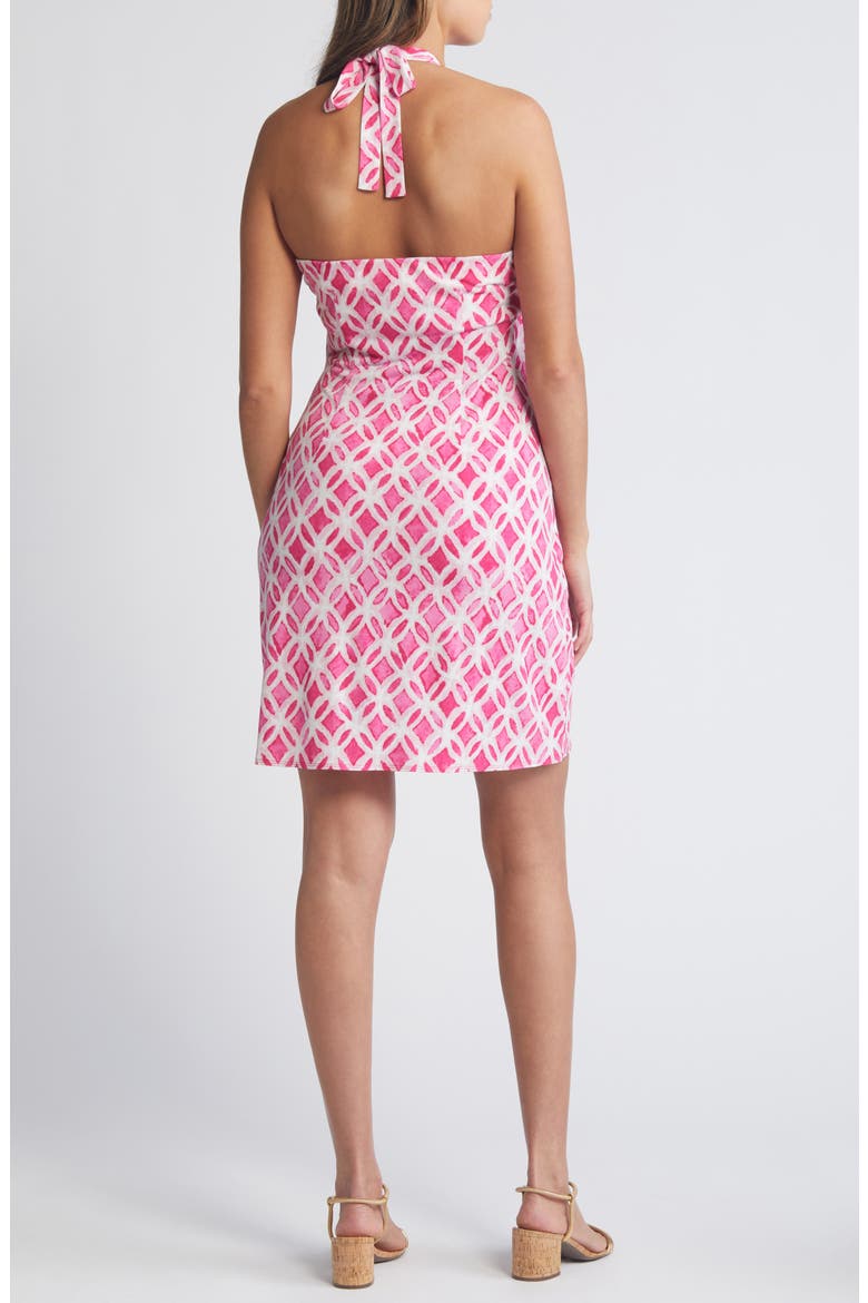 Clara Faux Wrap Halter Dress, Alternate, color, GLOWING AZALEA
