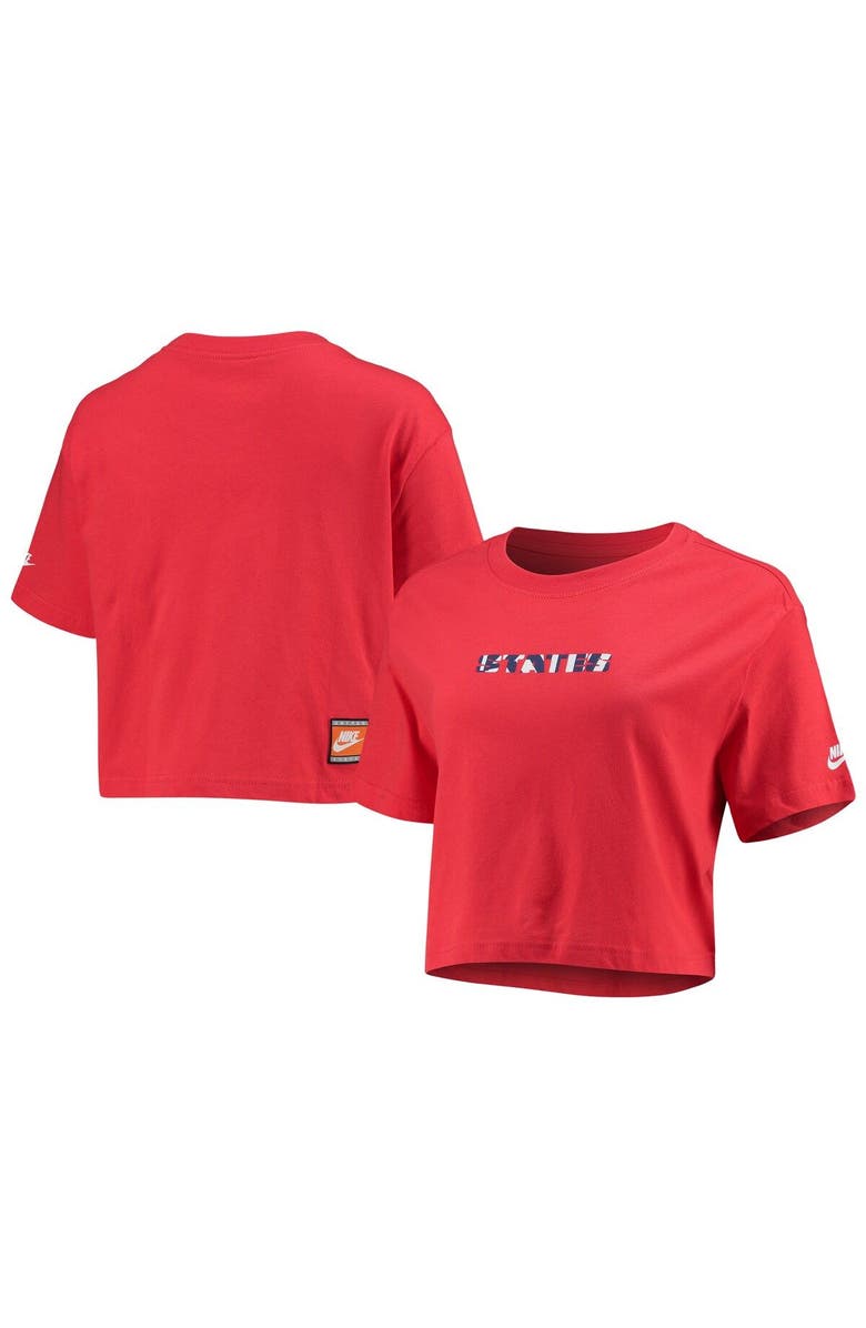 Nike Women's Nike Red USMNT Voice Crop Top, Main, color,