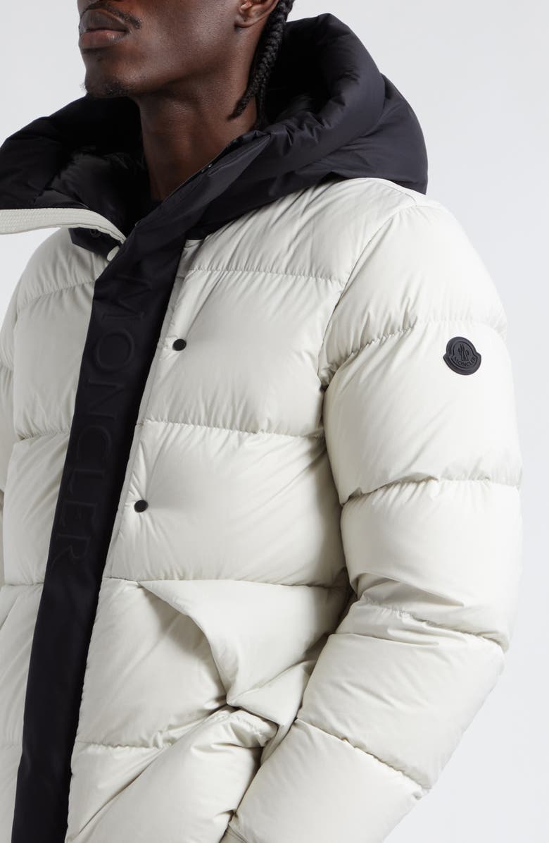 Moncler Madeira Colorblock Hooded Short Down Puffer Jacket, Alternate, color, 