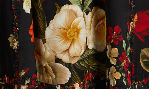 Elie Tahari The Mila Floral Long Sleeve Stretch Silk Shirtdress In Multi