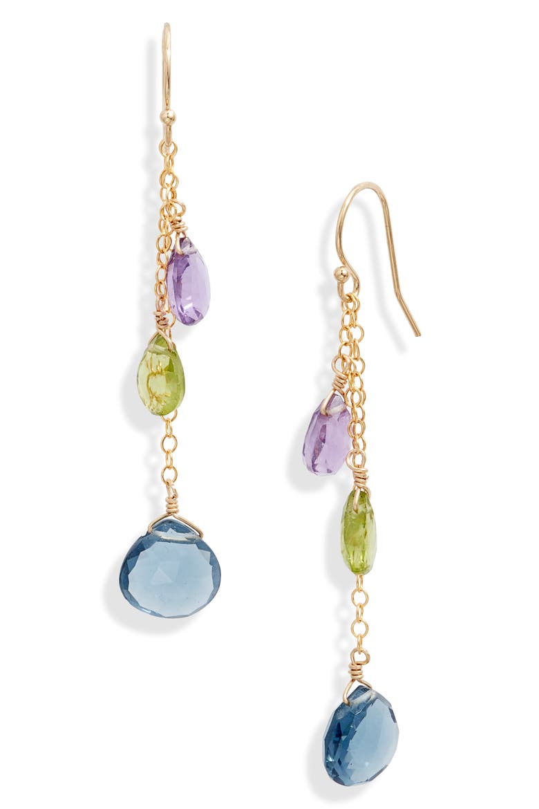 Kara Semiprecious Stone Drop Earrings, Main, color, GOLD