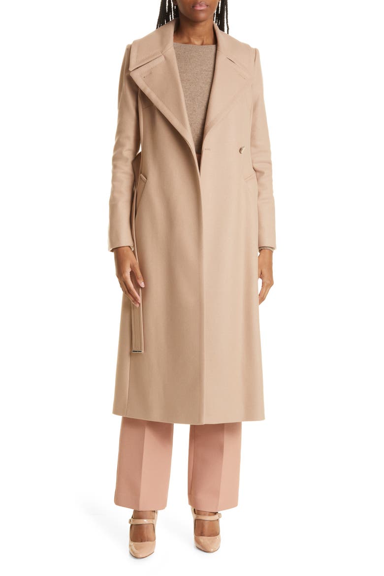 Rosiey Cotton Blend Longline Coat, Main, color, CAMEL
