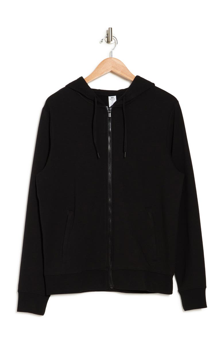 90 DEGREE BY REFLEX Brushed Knit Fleece Lined Zip Hoodie, Alternate, color, 