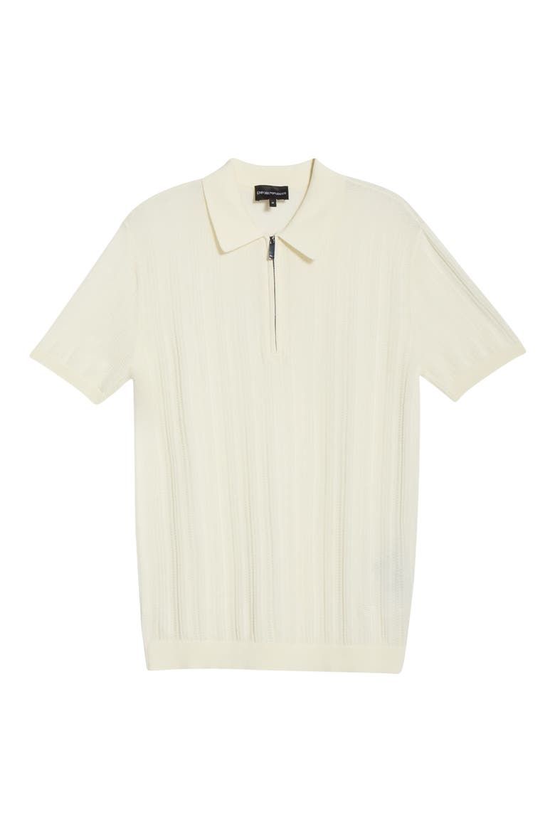Textured Quarter Zip Polo, Alternate, color, OFF WHITE