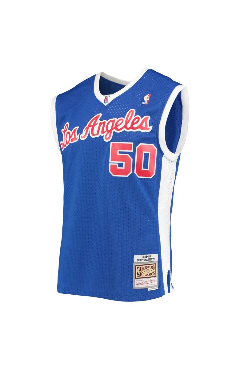 Mitchell & Ness Men's Mitchell & Ness Corey Maggette Royal LA Clippers 2001/02 Hardwood Classics Swingman Jersey, Alternate, color,