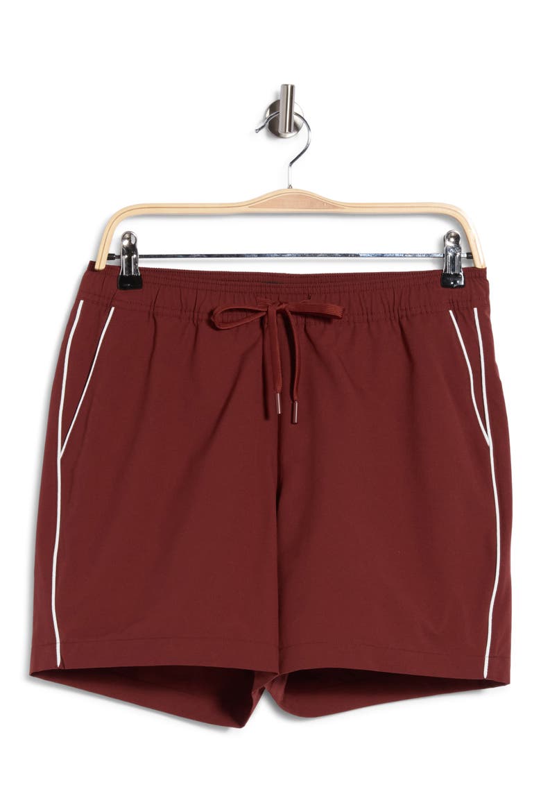 Piped Swim Shorts, Main, color, DEEP SATIN