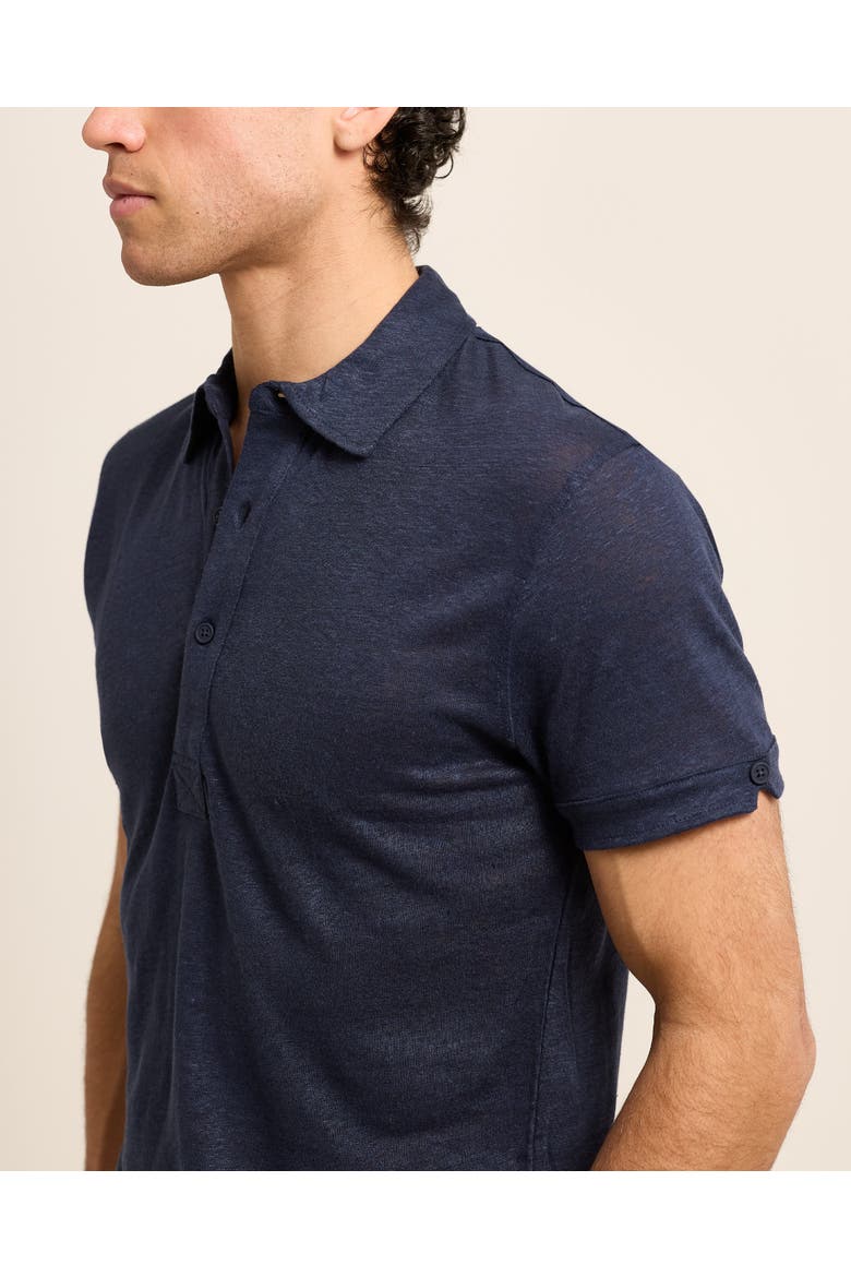 Sebastian Linen Tailored Fit Linen Polo Shirt, Alternate, color, Navy