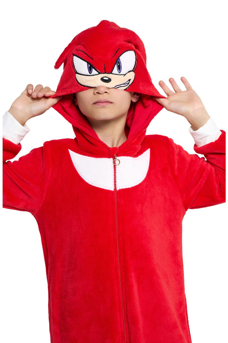 Kids' Sonic the Hedgehog® One-Piece Hooded Jumpsuit, Alternate, color, RED