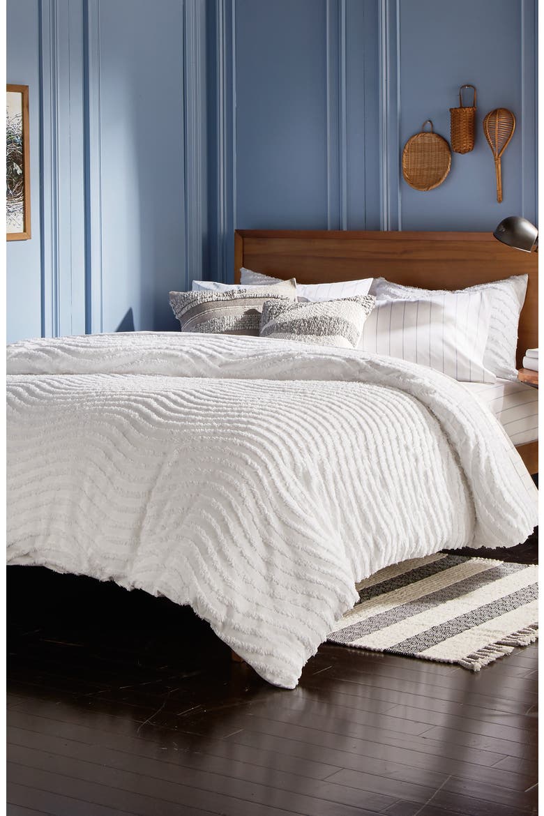Chenille Wave Comforter & Sham Set, Alternate, color, WHITE