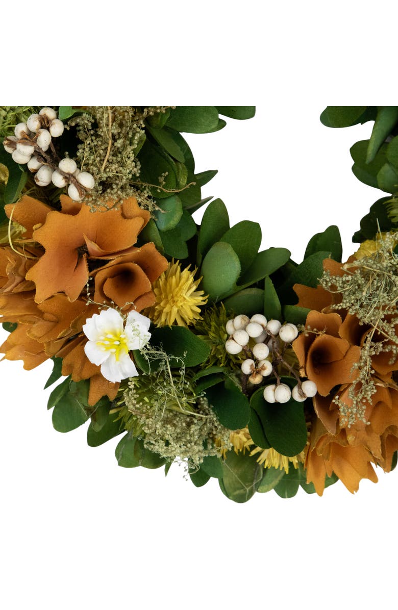Northlight Mixed Floral Artificial Spring Wreath - 11" - Orange, Alternate, color, Orange