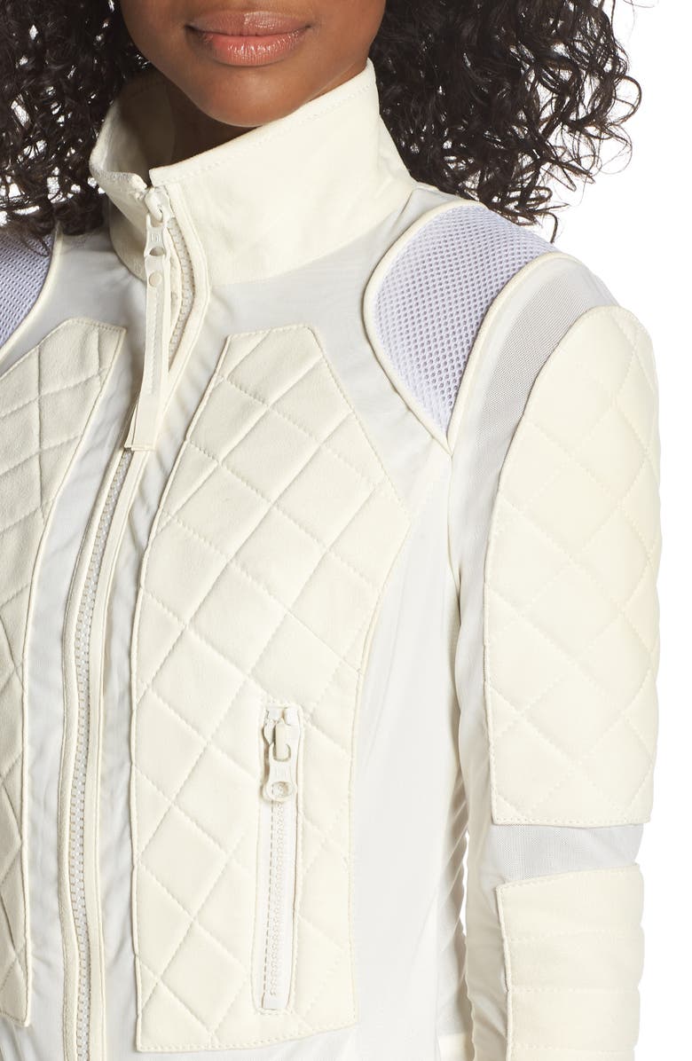 Blanc Noir Suede & Mesh Moto Jacket, Alternate, color, 