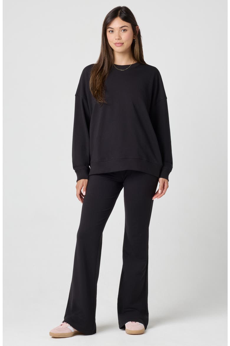 Sporty Terry Flare Pants, Alternate, color, BLACK