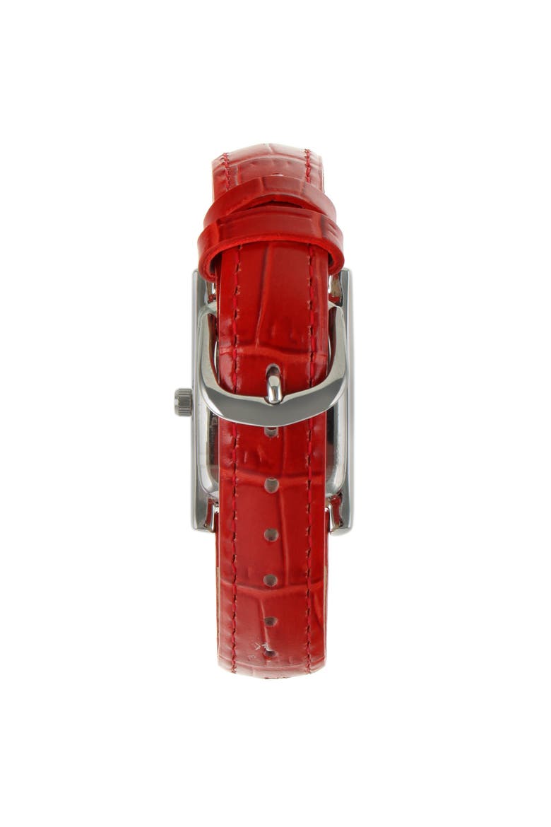 Classic Rectangular Contour Leather Watch- 34x20MM, Alternate, color, Red