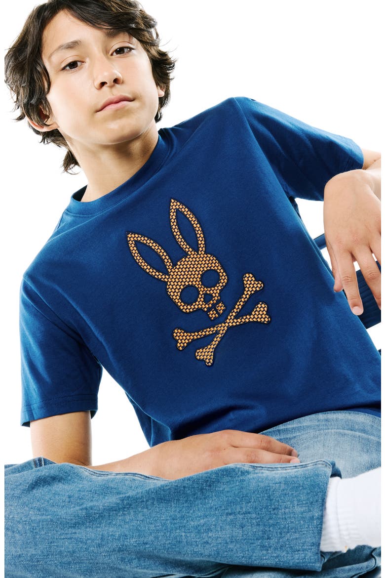 Kids' Stan Graphic Pima Cotton T-Shirt, Alternate, color, NAVY PEONY