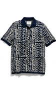 Billy Reid Geo Stitch Cotton Sweater Polo