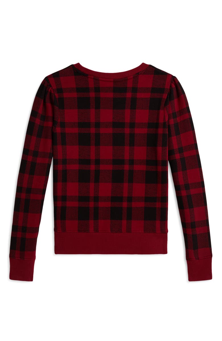 Polo Ralph Lauren Kids' Polo Bear Fleece Crewneck Sweatshirt, Alternate, color, Edged Overcheck Holiday Red