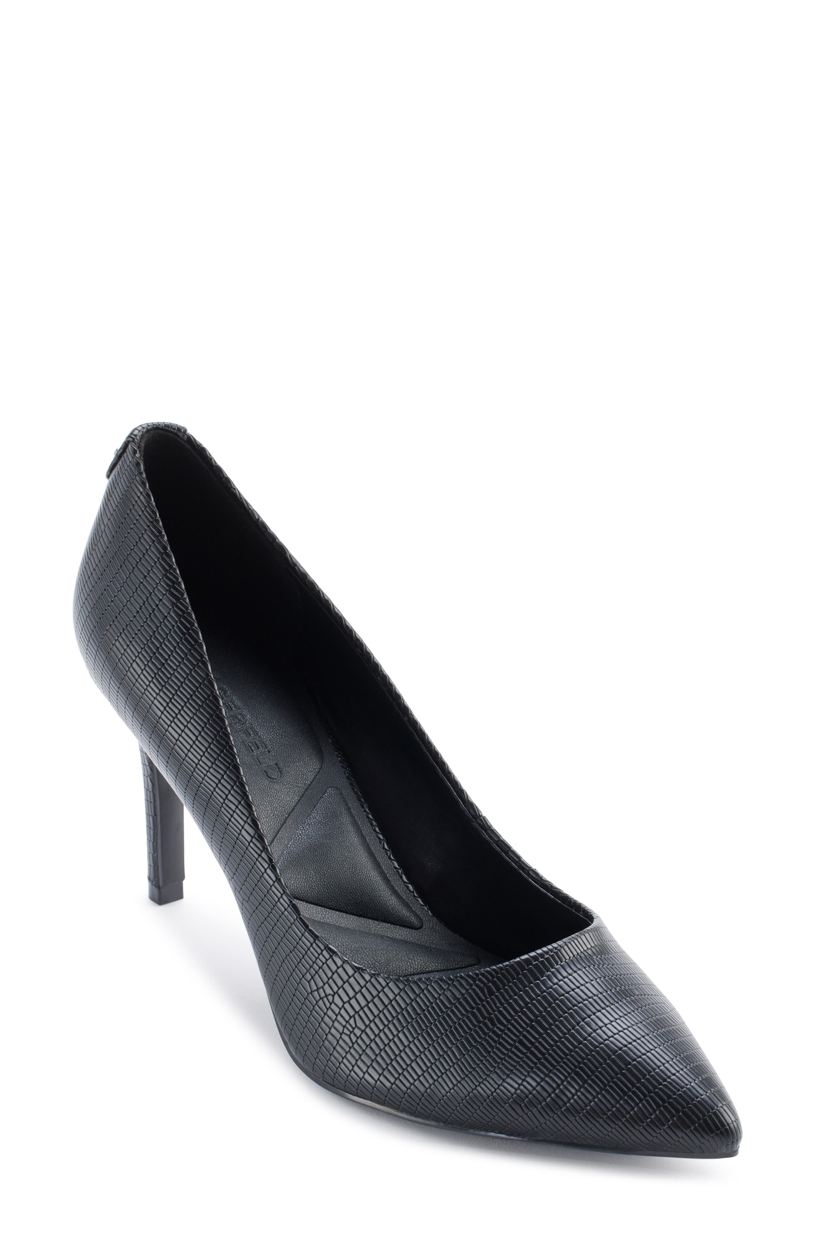 KARL LAGERFELD PARIS Royale Pointed Toe Pump, Main, color, Black