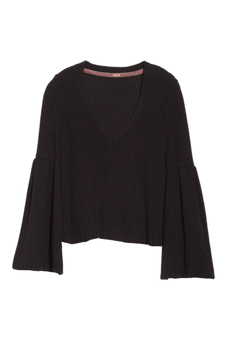 Damsel Bell Sleeve Pullover, Alternate, color, BLACK