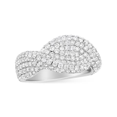 18K White Gold Cluster 2 1/4 Cttw Diamond Fashion Ring