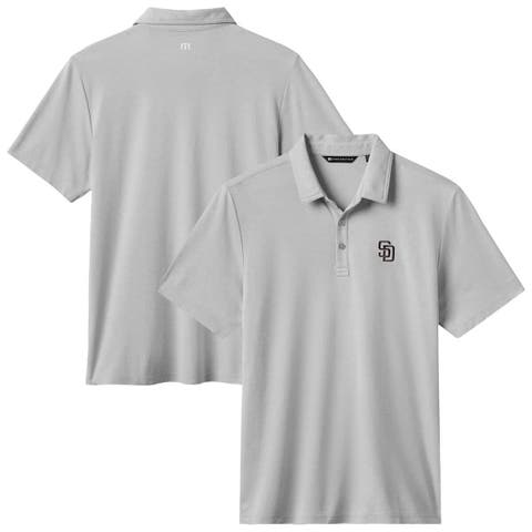 Men's TravisMathew Heather Gray San Diego Padres Playoff Pitch Tri-Blend Polo
