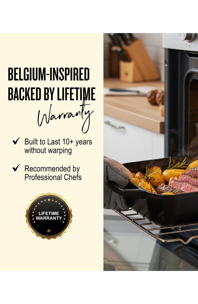 Alva Nori Enameled Cast Iron Backing Dish & Roasting Pan - 12x8, Alternate, color, Black