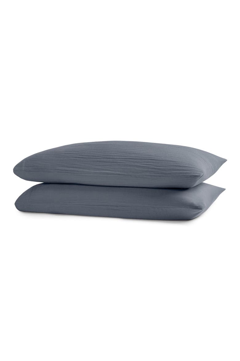 Oasis Crinkled Cotton Gauze Set of 2 Pillowcases, Main, color, MIDNIGHT TIDE